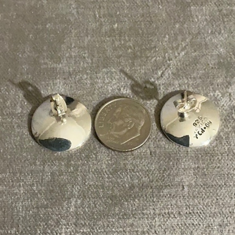 Sterling Silver Concave Stud Earrings - image 3